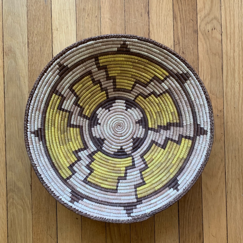 SOLD Round Hand Woven Basket - Picture 1 of 4